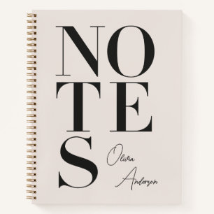Carnet Notes Minimalistes Personnalisées Nom Personnalisé