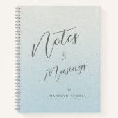 Carnet Notes & Musées Chic Script Monogramme Gradient Ble (Devant)
