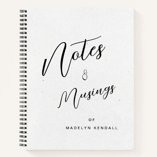 Carnet Notes & Musées Moderne Script Monogramme Blanc (Devant)