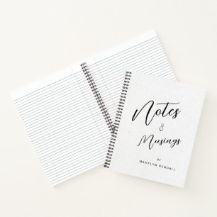 Carnet Notes & Musées Moderne Script Monogramme Blanc