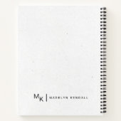 Carnet Notes & Musées Moderne Script Monogramme Blanc (Dos)