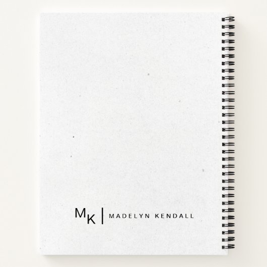 Carnet Notes & Musées Moderne Script Monogramme Blanc (Dos)