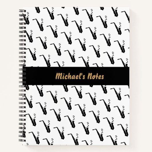 Carnet Notes musicales amusantes pour le saxophone Blanc  (Devant)