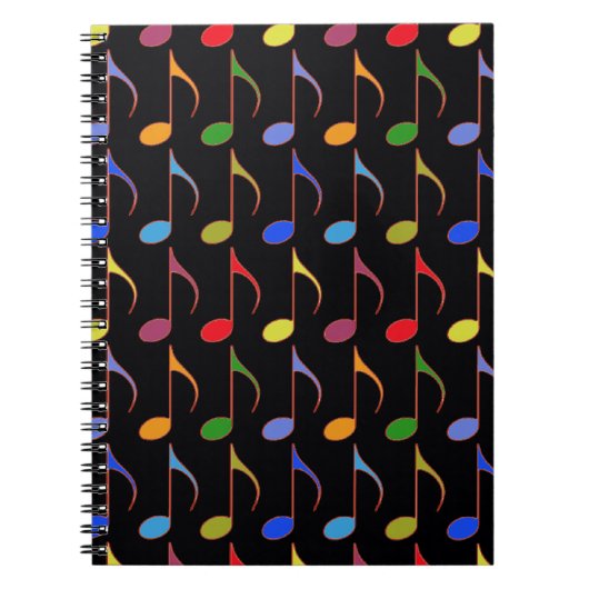 Carnet notes musicales colorées motif (Devant)