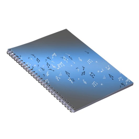 Carnet Notes musicales dans le bleu clair de lune (Côté Droit)