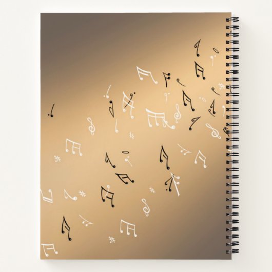 Carnet Notes musicales dans l'or lunaire (Dos)