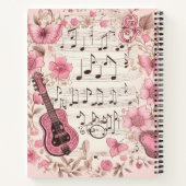 Carnet Notes musicales et fleurs Style rétro Monogramme (Dos)