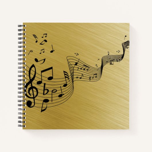 Carnet Notes musicales Or brossé (Devant)