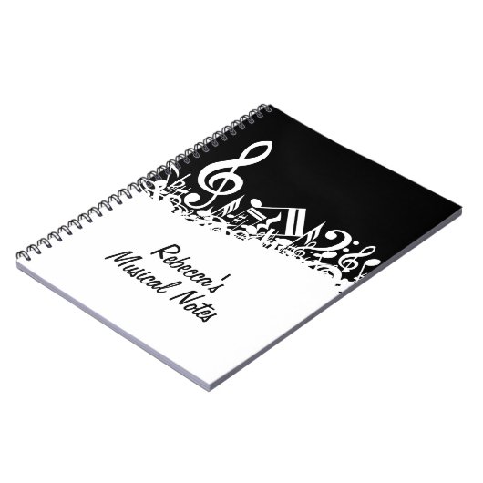 Carnet Notes musicales personnalisées blanches mélangées  (Côté gauche)