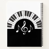 Carnet Notes musicales pour piano noir et blanc (Dos)