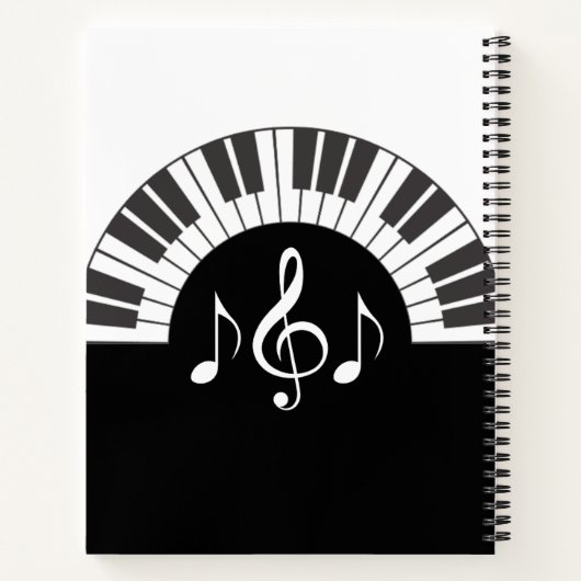 Carnet Notes musicales pour piano noir et blanc (Dos)