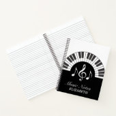 Carnet Notes musicales pour piano noir et blanc (Intérieur)