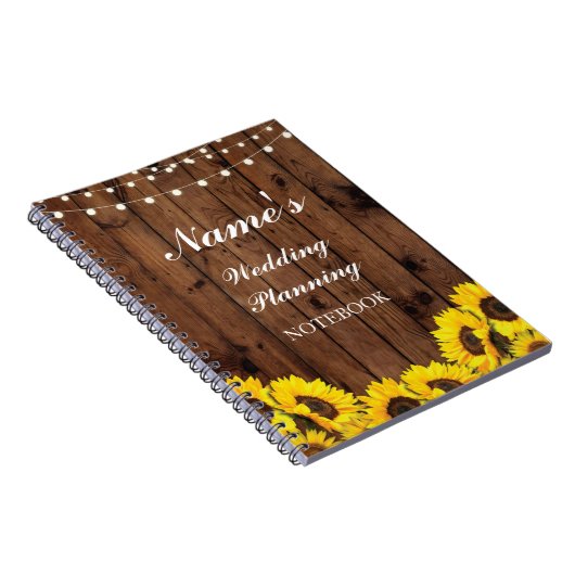 Carnet Notes rustiques de tournesol de planification de (Côté Droit)