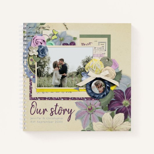 Carnet Notre histoire Rustique Floral Scrapbook (Devant)