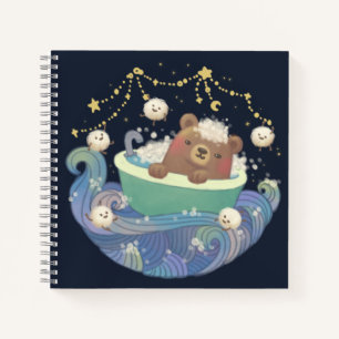 Carnet Nounours dans un bateau baignoire avec des monstre