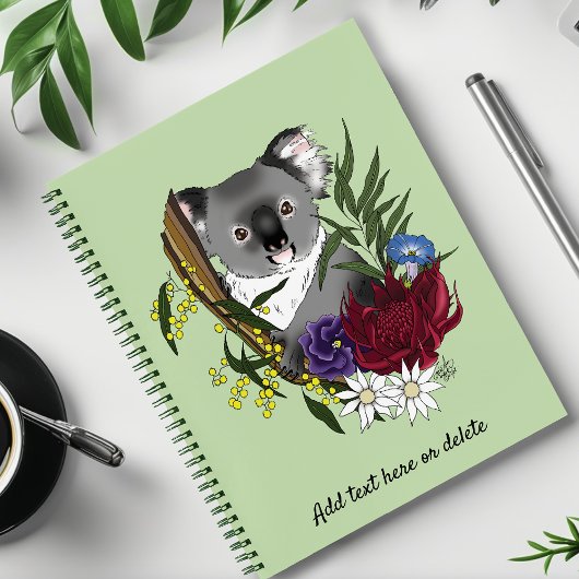 Carnet Nounours Koala Mignon Vert Flore Faune Australienn
