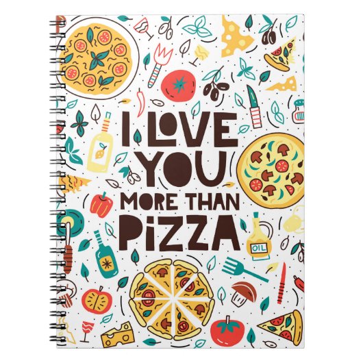 Carnet Nourriture italienne, écriture amour pizza. (Devant)