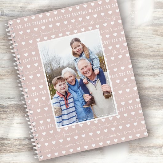 Carnet Nous t'aimons Grand-mère Coeurs roses Photo
