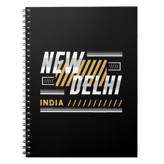 Carnet Nouveau Delhi Inde Typographie Moderne Conception (Devant)