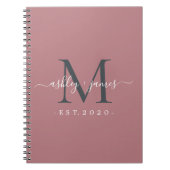 Carnet Nouveau marié M. Mme Monogram Noms Année Dusty Ros (Devant)