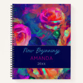 Carnet Nouveaux débuts colorés fleurs lumineuses grandes (Devant)