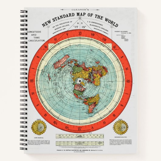 Carnet Nouvelle carte standard du monde Terre plate Terre (Devant)