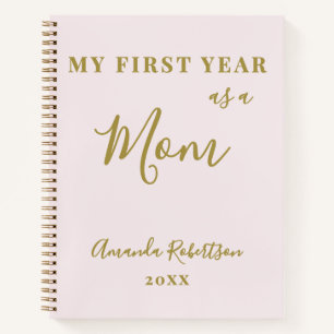 Carnet Nouvelle Maman Personnalisée Pastel Rose Or Callig