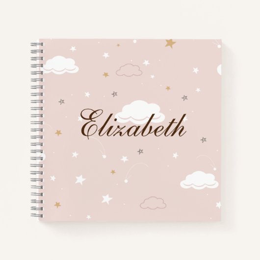 Carnet Nuage à motif rose doux (Devant)