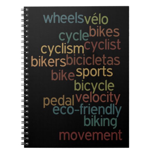 Carnet nuage de mots de vélo (Devant)