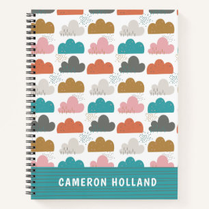 Carnet Nuages colorés mignons personnalisés rose turquois