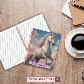 Carnet Nuages de Licorne Blanche Personnalisés