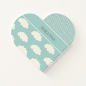 Carnet Nuages Pois Vert ton nom Pastel (Dos)