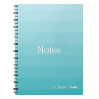 Carnet Nuances cyanes de bleu rayures horizontales jeunes