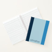 Carnet Nuances de Bleu à Rayures Retour à l'École Nom (Intérieur)