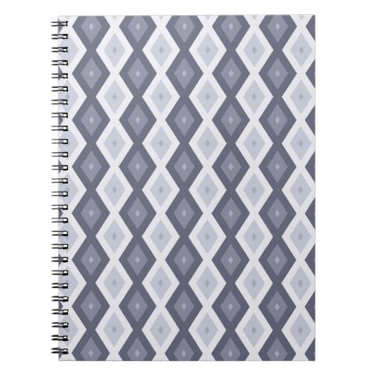 Carnet Nuances de bleu gris motif diamant (Devant)