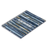 Carnet Nuances de bleu or rayures points rêves (Côté gauche)