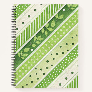CARNET NUANCES DE VERT ET RAYURES BLANCHES