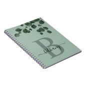Carnet Nuances de vert Eucalyptus Monogramme botanique (Côté Droit)