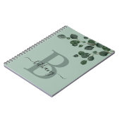 Carnet Nuances de vert Eucalyptus Monogramme botanique (Côté gauche)