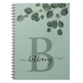 Carnet Nuances de vert Eucalyptus Monogramme botanique (Devant)