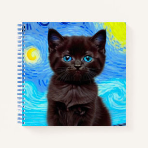 Carnet Nuit étoilée de Van Gogh Chat Noir
