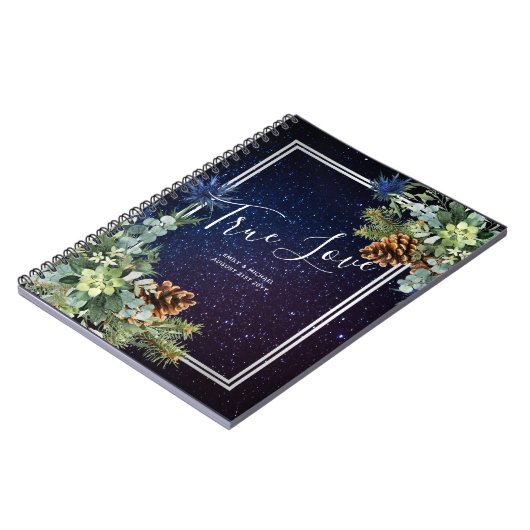 Carnet Nuit étoilée Eucalyptus bleu chardon hiverMariage (Côté gauche)