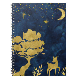Carnet Nuit étoilée - silhouette dorée