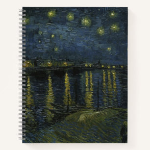 Carnet Nuit étoilée sur le Rhône, peinture à l'huile Van