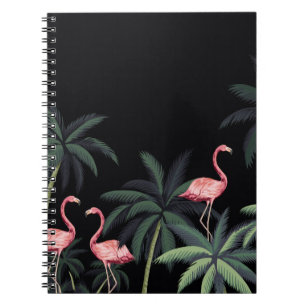 Carnet Nuit tropicale oiseaux sauvages vintages flamants,