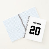 Carnet Numéro et nom personnalisés noir et blanc (Intérieur)