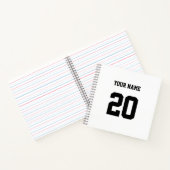 Carnet Numéro et nom personnalisés noir et blanc (Intérieur)