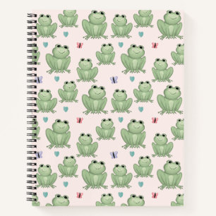Carnet Nursery de grenouille rose fantaisiste à l'aquarel