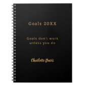 Carnet Objectifs de citation motivationnelle d'or noir (Devant)