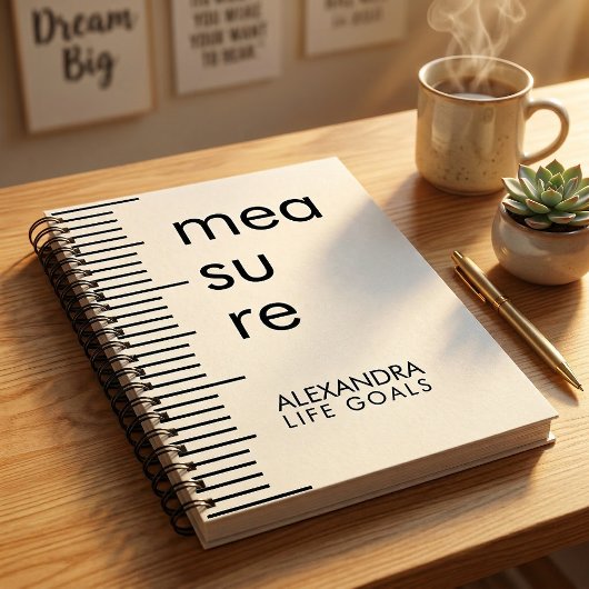 Carnet Objectifs de vie Mesure Noir Blanc Moderne